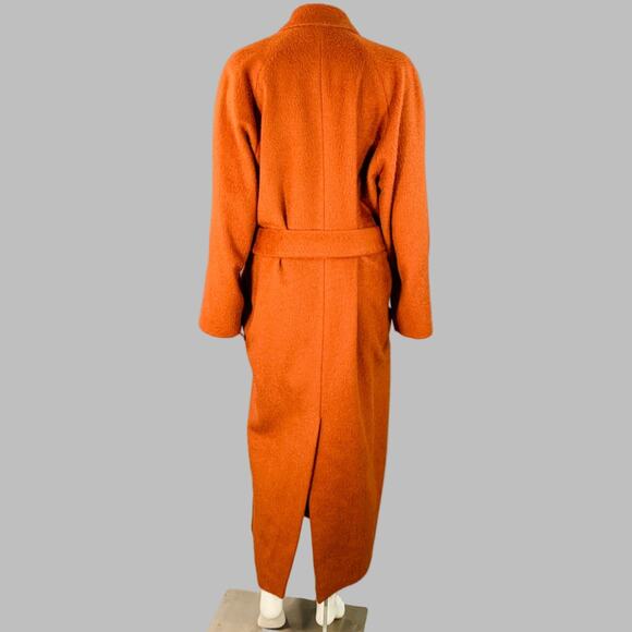 ACNE STUDIOS Size XS Brown Mohair Blend Textured Double Breasted Belted Coat - Picture 4 of 8